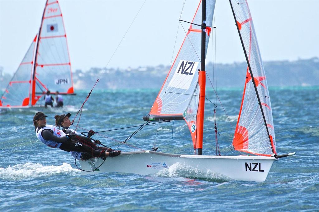 Greta and Kate Stewart - Bronze medalists - NZL Girls 29er, competing on Day 1 of the 2016 Aon Youth World Sailing Championships © Richard Gladwell www.photosport.co.nz